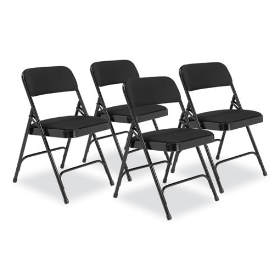 Picture of 2200 Series Fabric Dual-Hinge Folding Chair, Supports 500 lb, Midnight Black Seat/Back, Black Base,4/CT,Ships in 1-3 Bus Days