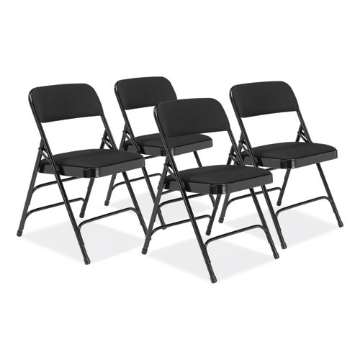 Picture of 2300 Series Fabric Upholstered Triple Brace Premium Folding Chair, Supports 500lb, Midnight Black, 4/CT,Ships in 1-3 Bus Days