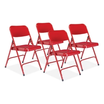 Picture of 200 Series Premium All-Steel Double Hinge Folding Chair, Supports 500 lb, 17.25" Seat Height, Red, 4/CT,Ships in 1-3 Bus Days