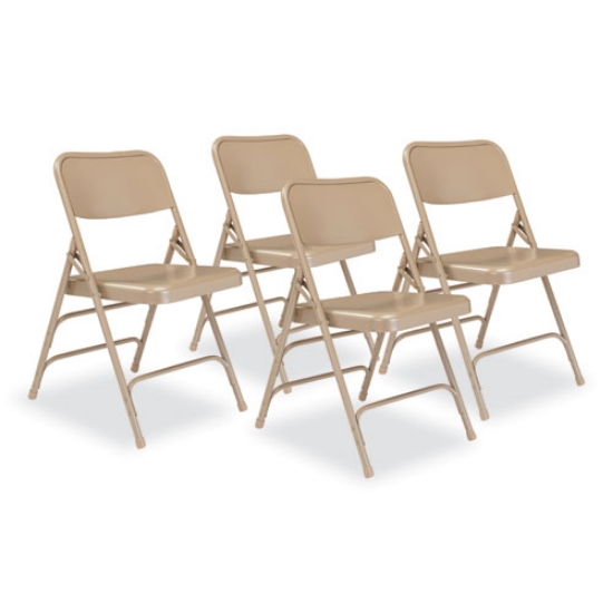 Picture of 300 Series Deluxe All-Steel Triple Brace Folding Chair, Supports 480 lb, 17.25" Seat Ht, Beige, 4/CT, Ships in 1-3 Bus Days
