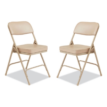 Picture of 3200 Series 2" Vinyl Upholstered Double Hinge Folding Chair, Supports 300lb, 18.5" Seat Ht, Beige, 2/CT,Ships in 1-3 Bus Days