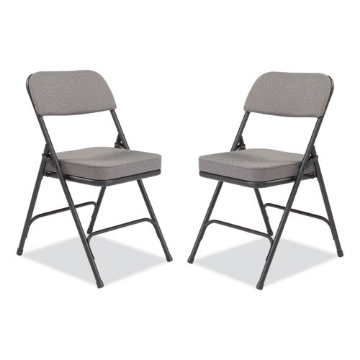 Picture of 3200 Series Fabric Dual-Hinge Folding Chair, Supports 300 lb, Charcoal Seat/Back, Black Base, 2/CT, Ships in 1-3 Bus Days
