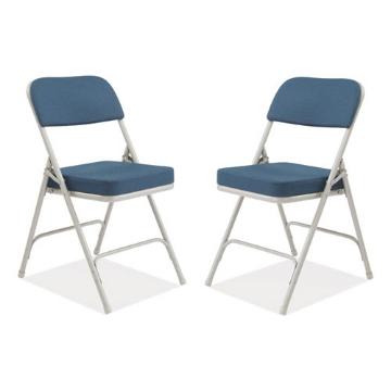 Picture of 3200 Series Fabric Dual-Hinge Folding Chair, Supports 300 lb, Regal Blue Seat/Back, Gray Base, 2/CT, Ships in 1-3 Bus Days