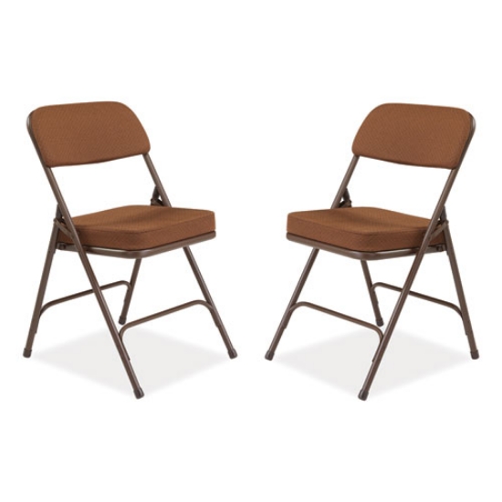 Picture of 3200 Series Premium Fabric Dual-Hinge Folding Chair, Supports 300 lb, Gold Seat/Back, Brown Base, 2/CT, Ships in 1-3 Bus Days