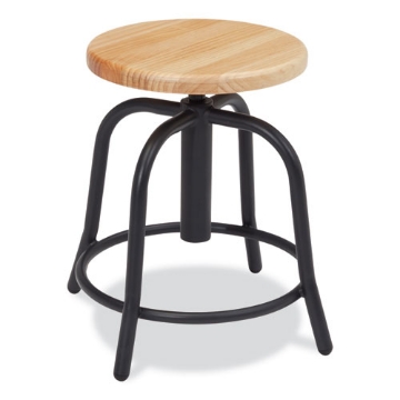 Picture of 6800 Series Height Adj Wood Seat Swivel Stool, Supports 300 lb, 19"-25" Seat Ht, Maple Seat/Black Base, Ships in 1-3 Bus Days