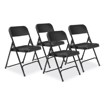 Picture of 800 Series Plastic Folding Chair, Supports 500lb, 18" Seat Height, Black Seat/Back, Black Base, 4/CT, Ships in 1-3 Bus Days