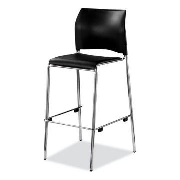 Picture of Cafetorium Bar Height Stool, Padded Seat/Back, Supports 500lb, 31" Seat Ht, Black Seat/Back,Chrome Base,Ships in 1-3 Bus Days