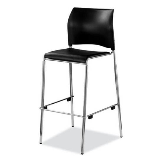 Picture of Cafetorium Bar Height Stool, Padded Seat/Back, Supports 500lb, 31" Seat Ht, Black Seat/Back,Chrome Base,Ships in 1-3 Bus Days