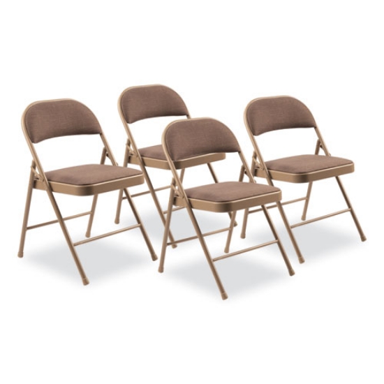 Picture of 970 Series Fabric Padded Steel Folding Chair, Supports 250 lb, 17.75" Seat Ht, Star Trail Brown, 4/CT, Ships in 1-3 Bus Days