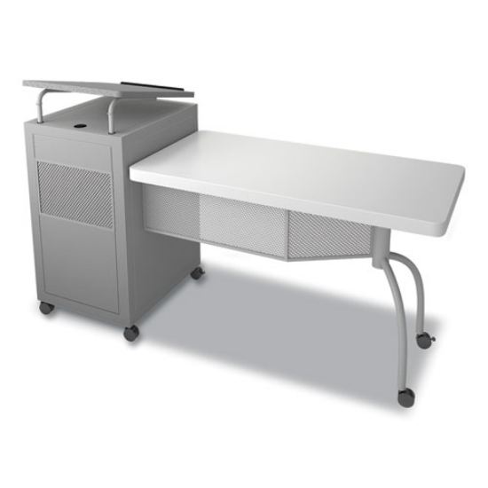 Picture of Edupod Teacher's Desk and Lectern Combo, 24" x 68" x 45", Gray Hammer Tone, Ships in 1-3 Business Days
