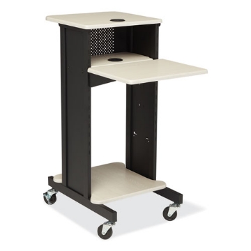 Picture of Premium Presentation Cart, 4 Shelves, 18" x 30" x 40.5", Ivory/Black, Ships in 1-3 Business Days