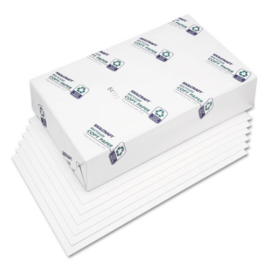 Picture of 7530010338891 SKILCRAFT Xerographic Paper, 92 Bright, 3-Hole Punch, 20 lb Bond Weight, 8.5 x 11, White, 500/Ream, 10 Reams/CT