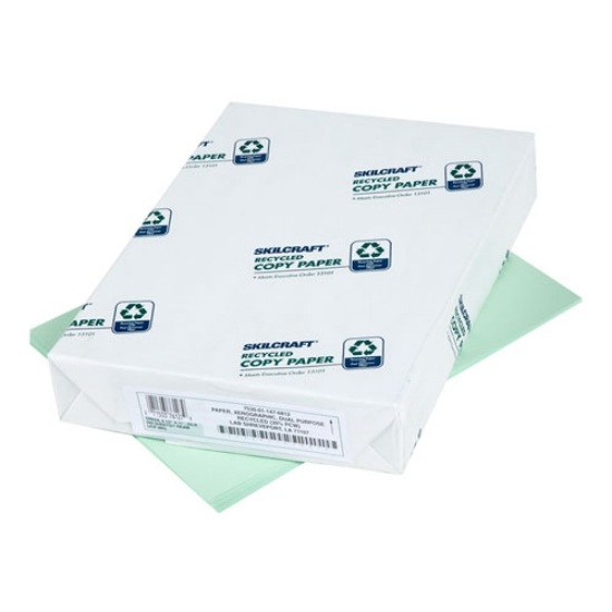 Picture of 7530011476812 SKILCRAFT Colored Copy Paper, 20 lb Bond Weight, 8.5 x 11, Green, 500 Sheets/Ream, 10 Reams/Carton