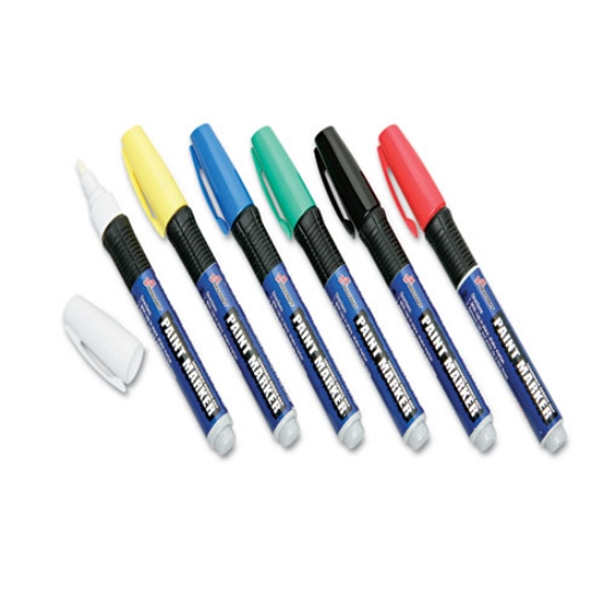 Picture of 7520012074167 Skilcraft Paint Marker, Ergonomic Rubber Grip, Medium Bullet Tip, Assorted Colors, 6/set