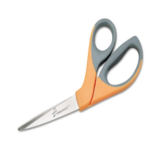 Picture of 5110012414371 Skilcraft Scissors, 8.25" Long, 3.63" Cut Length, Orange/gray Offset Handle