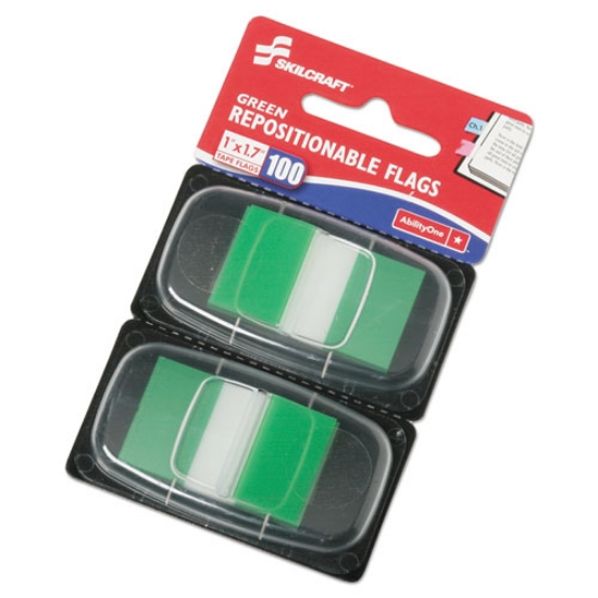Picture of 7510013152020 SKILCRAFT Page Flags, 1 x 1.75, Green, 50 Flags/Dispenser, 2 Dispensers/Pack100/Pack