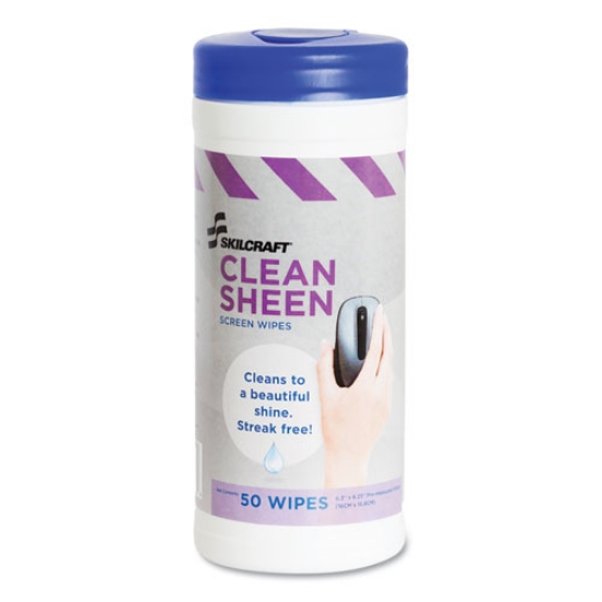 Picture of 7930014541138, Skilcraft, Computer Screen Wet Wipes, 5 X 7, White, 50 Wipe/dispenser, 12/box