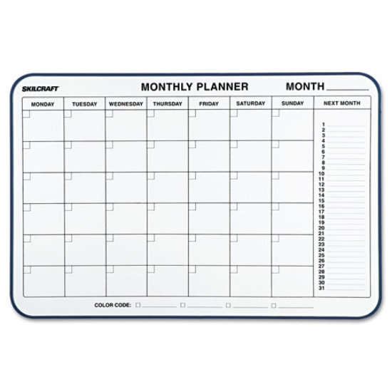 Picture of 7520014845263 SKILCRAFT Quartet Cubicle Calendar Board, One Month, 24 x 36, White Surface, Aluminum Frame