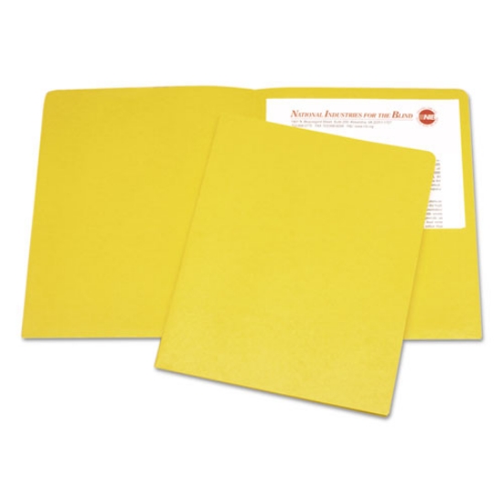 Picture of 7510015122414 Skilcraft Double Pocket Portfolio, 0.38" Capacity, 11 X 8.5, Yellow, 25/box