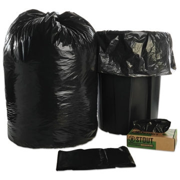 Picture of 8105015173668, Skilcraft Recycled Content Trash Can Liners, 60 Gal, 1.5 Mil, 38" X 58", Black/brown, 20/box