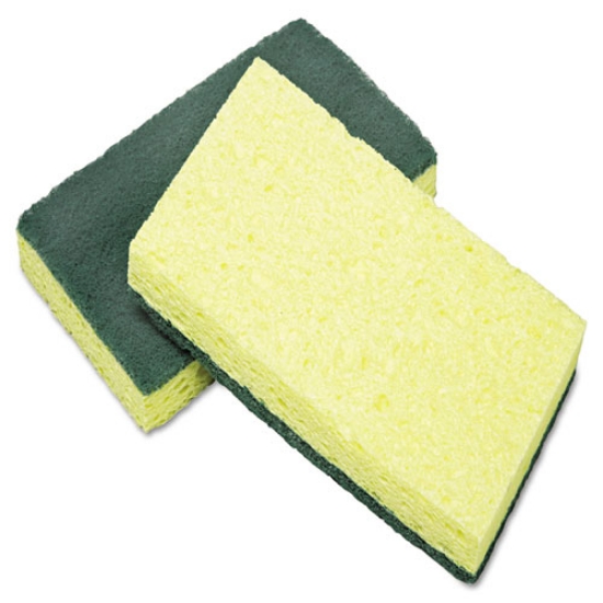 Picture of 7920015664130, Skilcraft, Cellulose Scrubber Sponge, 3.25 X 6.25, 0.75" Thick, Yellow/green, 3/pack