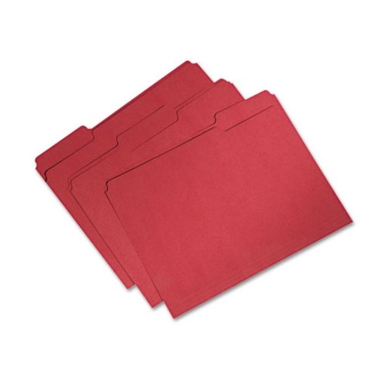 Picture of 7530015664134 SKILCRAFT Recycled File Folders, 1/3-Cut 1-Ply Tabs: Assorted, Letter Size, 0.75" Expansion, Red, 100/Box