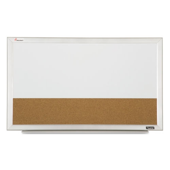 Picture of 7110015680402 SKILCRAFT Quartet Cubicle Combination Boards, 22 x 32, Tan/White Surface, White Aluminum Frame