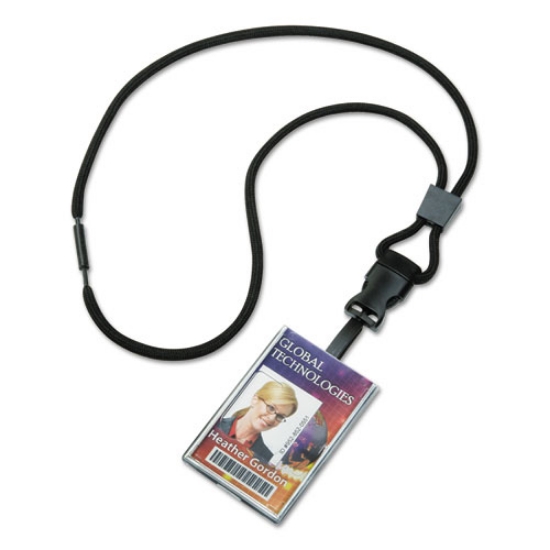 Picture of 8455016130195 SKILCRAFT Breakaway Lanyard/Smart Card Holder, Plastic Swivel Hook Fastener, 36" Long, Polyester, Black, Dozen