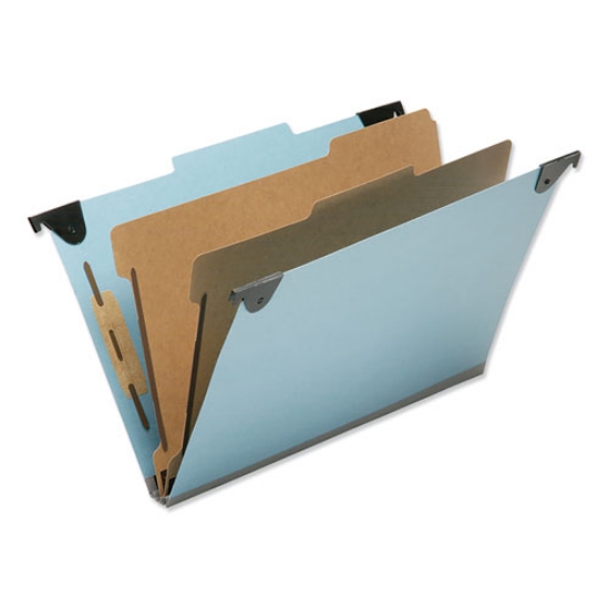 Picture of 7530016216199 SKILCRAFT Hanging Classification Folders, Legal Size, 2 Dividers, 2/5-Cut Exterior Tabs, Light Blue, 5/Box