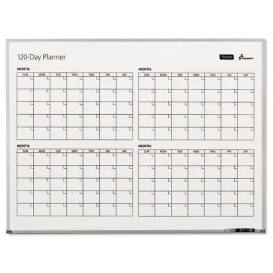Picture of 7110016222133 SKILCRAFT Quartet 4-Month Dry Erase Calendar, 48 x 36, White Surface, Silver Aluminum Frame