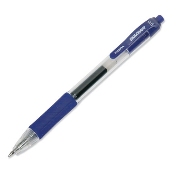 Picture of 7520016473134 Skilcraft Gel Pen, Retractable, Fine 0.5 Mm, Blue Ink, Clear/blue Barrel, Dozen