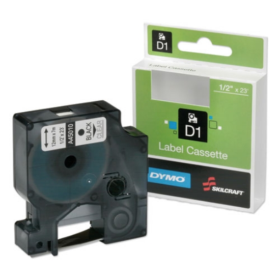 Picture of 7510016576747, Dymo/skilcraft Label Cassette, 0.5" X 23 Ft, Black/clear