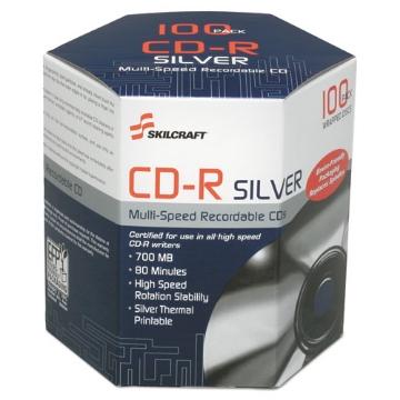 Picture of 7045016582773, Skilcraft Thermal Printable Cd-R, 700 Mb/80 Min, 52x, Box, Silver, 100/pack