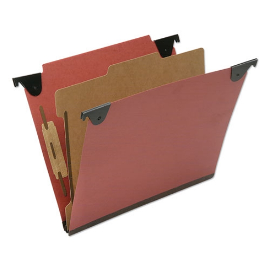 Picture of 7530016815829 SKILCRAFT Classification Folder, 2" Expansion, 1 Divider, 2 Fasteners, Letter Size, Red Exterior, 10/Box