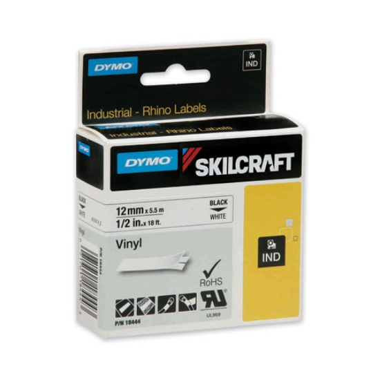 Picture of 7530016871404 Dymo/skilcraft Industrial Rhino Thermal Vinyl Label Tape Cassettes, 0.5" X 18 Ft, Black On White