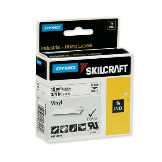Picture of 7530016871405 Dymo/skilcraft Industrial Rhino Thermal Vinyl Label Tape Cassettes, 0.75" X 18 Ft, Black On White