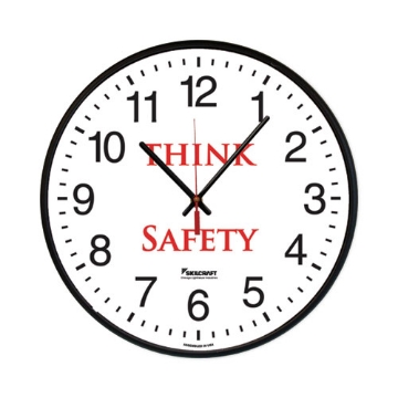 Picture of 6645016986558 SKILCRAFT Safety Message Quartz Wall Clock, Think Safety, 12.75" Overall Diameter, 1 AA (sold separately)