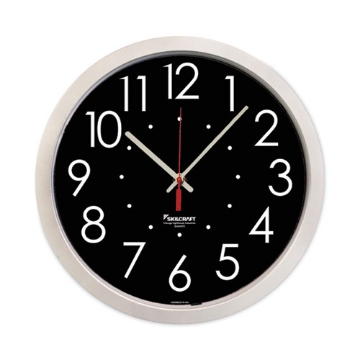 Picture of 6645016986560 SKILCRAFT High Contrast Quartz Wall Clock, 14.5" Overall Diameter, White Case, 1 AA (sold separately)