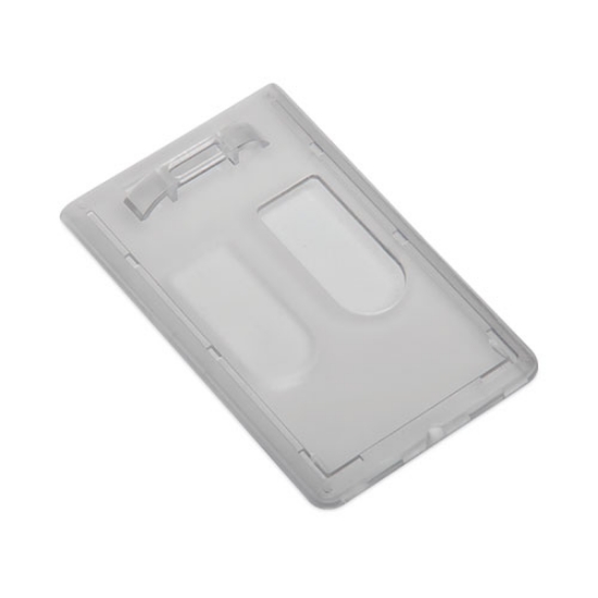Picture of 8455016988430 SKILCRAFT Dual Card ID Holder, Horizontal/Vertical, 2.13" x 3.38, Frosted, Dozen