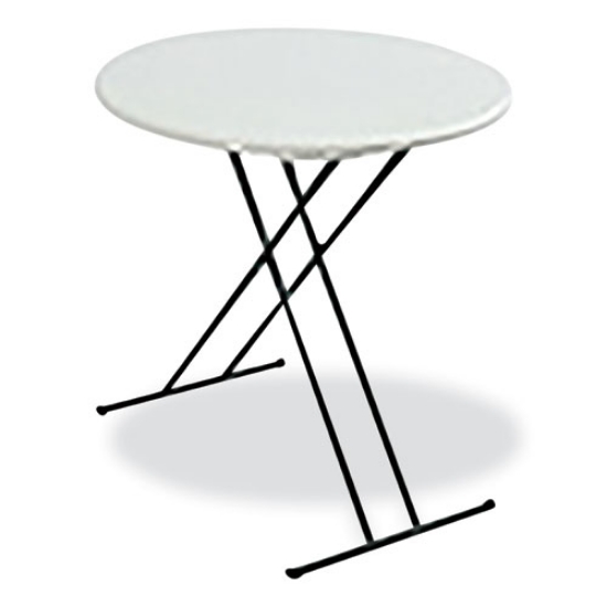 Picture of 7110017026955 skilcraft personal adjustable height folding table, 24" diameter x 25h to 30h, platinum gray