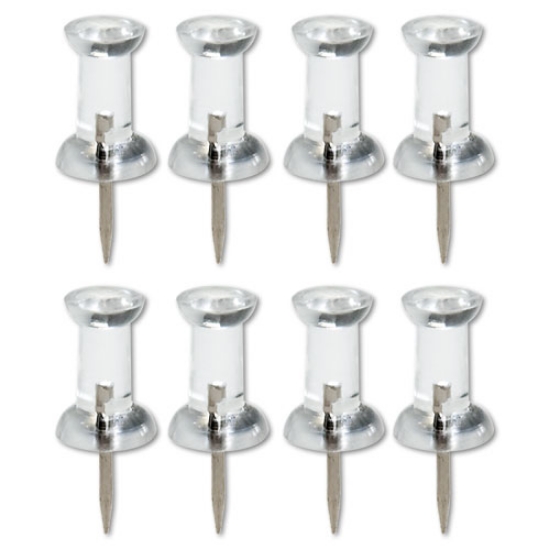 Picture of 7510009400935 SKILCRAFT Push Pins, Plastic, Clear, 0.38", 100/Box