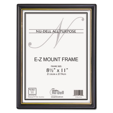 Picture of Ez Mount Document Frame With Trim Accent And Plastic Face, Plastic, 8.5 X 11 Insert, Black/gold, 18/carton