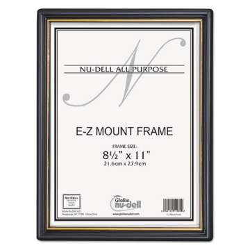 Picture of Ez Mount Document Frame With Trim Accent And Plastic Face, Plastic, 8.5 X 11 Insert, Black/gold