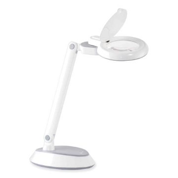 Picture of Space-Saving LED Magnifier Desk Lamp, 14" High, White, Ships in 1-3 Business Days