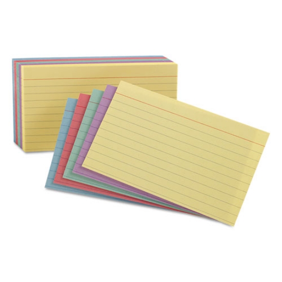 Picture of Ruled Index Cards, 4 X 6, Blue/violet/canary/green/cherry, 100/pack
