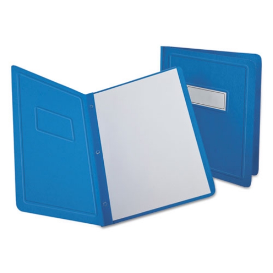 Picture of Title Panel And Border Front Report Cover, 3-Prong Fastener, Panel And Border Cover, 0.5" Cap, 8.5 X 11, Light Blue, 25/box