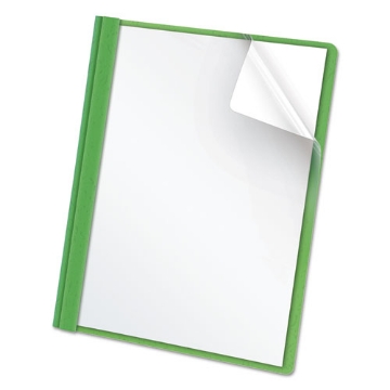 Picture of Clear Front Standard Grade Report Cover, Three-Prong Fastener, 0.5" Capacity, 8.5 X 11, Clear/green, 25/box