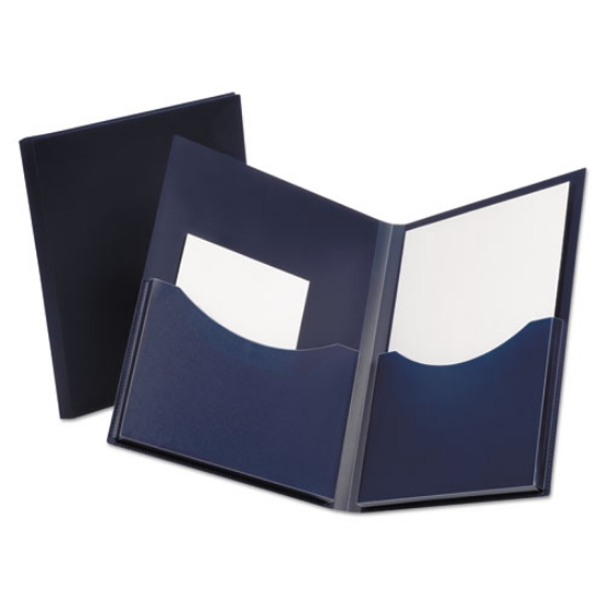 Picture of Poly Double Stuff Gusseted 2-Pocket Folder, 200-Sheet Capacity, 11 X 8.5, Navy