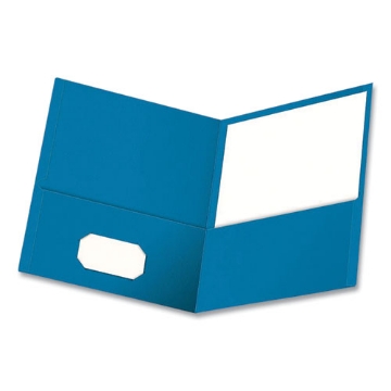 Picture of Twin-Pocket Folder, Embossed Leather Grain Paper, 0.5" Capacity, 11 X 8.5, Light Blue, 25/box