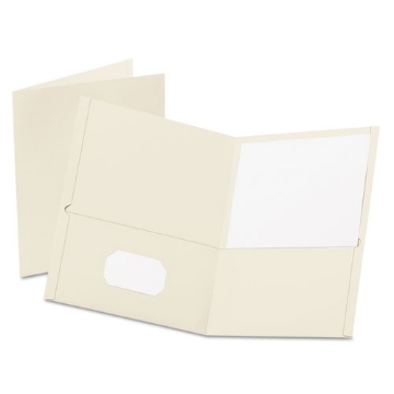 Picture of Twin-Pocket Folder, Embossed Leather Grain Paper, 0.5" Capacity, 11 X 8.5, White, 25/box